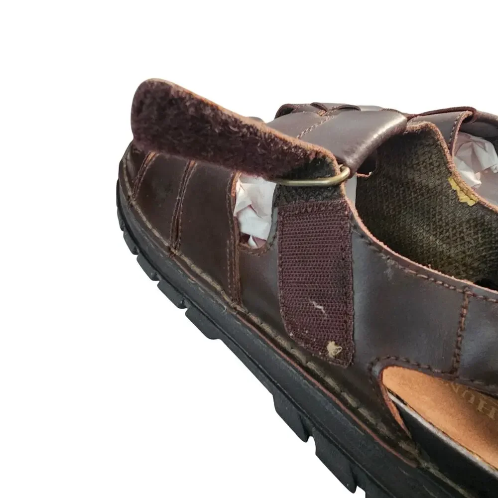 Hunter's Bay Leather Collection Men's Fisherman's Sandals, Brown, Size 11